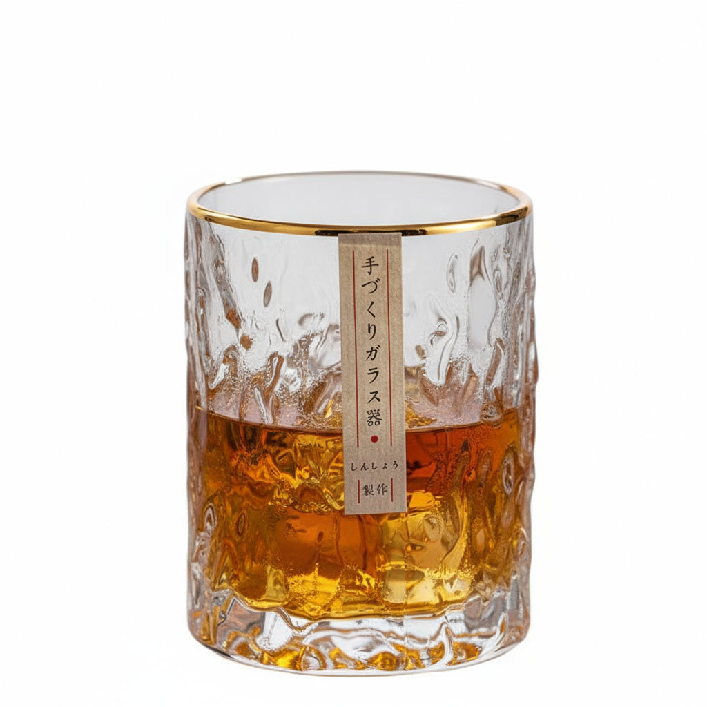 Handmade Japanese Ice Patterned Glass Hammer Foreign Elegant Wine Crystal Glassware & Drinkware