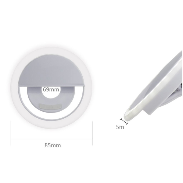 36 Led Portable Rechargeable Selfie Flash Ring Fill Light Lamp White