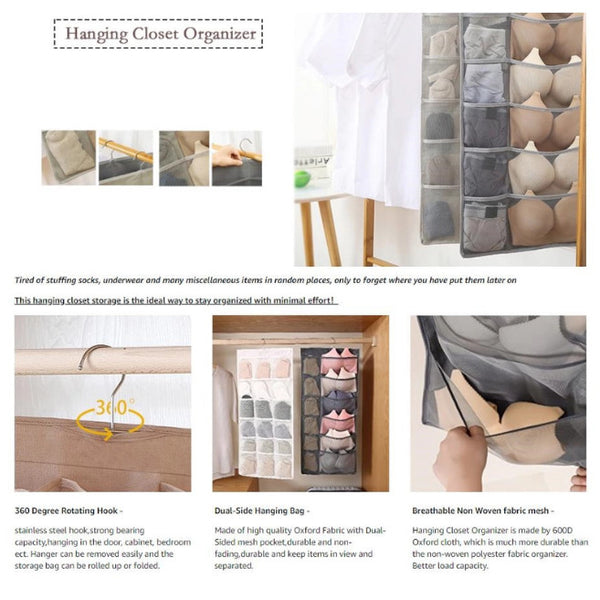 36 Pockets Hanging Organiser Hanging Closet Storage