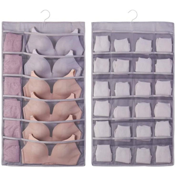 36 Pockets Hanging Organiser Grey Hanging Closet Storage