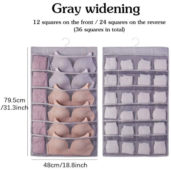 36 Pockets Hanging Organiser Grey Hanging Closet Storage