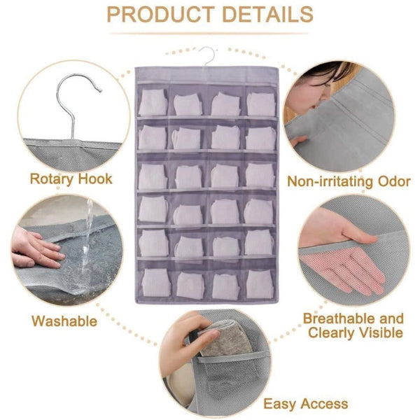 36 Pockets Hanging Organiser Grey Hanging Closet Storage