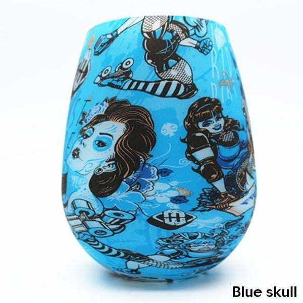 Unbreakable Silicone Wine Glasses Bpa Free Printed Outdoor Cups For Travel Picnic Pool Boat Camping Glassware & Drinkware