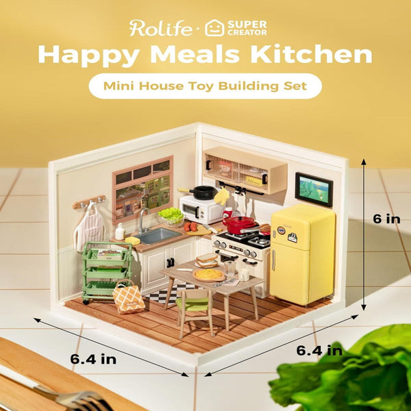 Robotime Rolife Happy Meals Kitchen Miniature House Kits Dolls Model Doll Houses