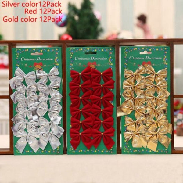 36Pack Christmas Tree Three Kind Color Bows Decorated With Gifts Multi