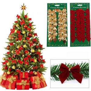 36Pack Christmas Tree Three Kind Color Bows Decorated With Gifts Multi