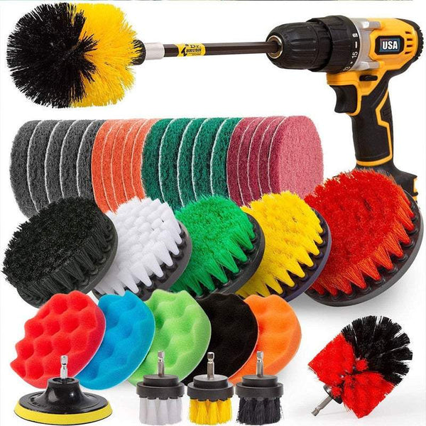 37 Pieces Cleaning Drill Attachments Set Sponges Brushes Tools Cleaning Brushes
