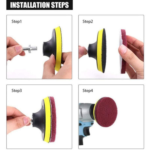 37 Pieces Cleaning Drill Attachments Set Sponges Brushes Tools Cleaning Brushes