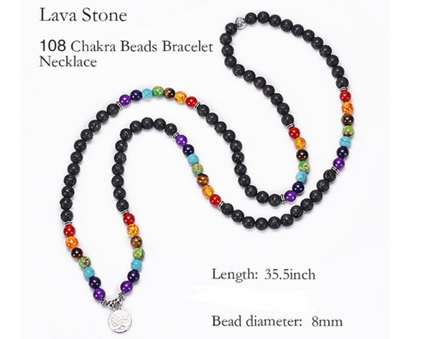 Volcanic Stone Chakra Bead Bracelet Necklace