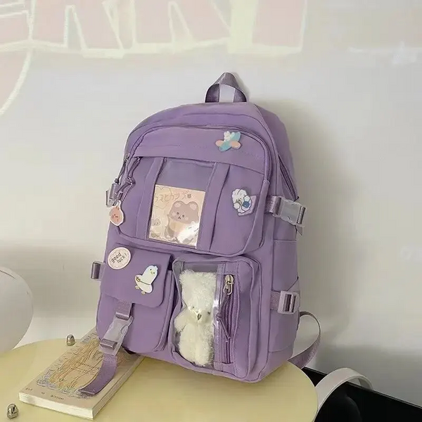 Popular Pink Purple Color Girls High School Student Backpack Bags Backpacks & Bags