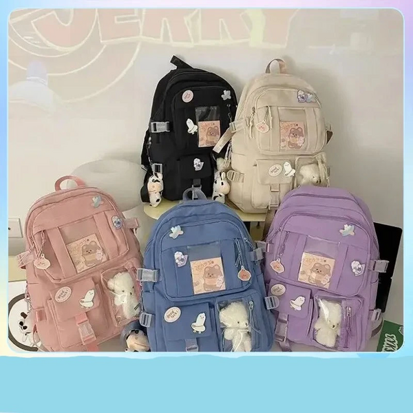 Popular Pink Purple Color Girls High School Student Backpack Bags Backpacks & Bags