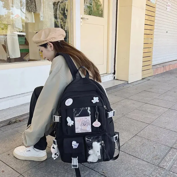 Popular Pink Purple Color Girls High School Student Backpack Bags Backpacks & Bags