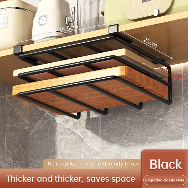 Under Cupboard Hanging Organizer: Hooks For Paper Towels Rags Plus Shelf Cutting Boards & Pot Covers Cabinets & Cupboards