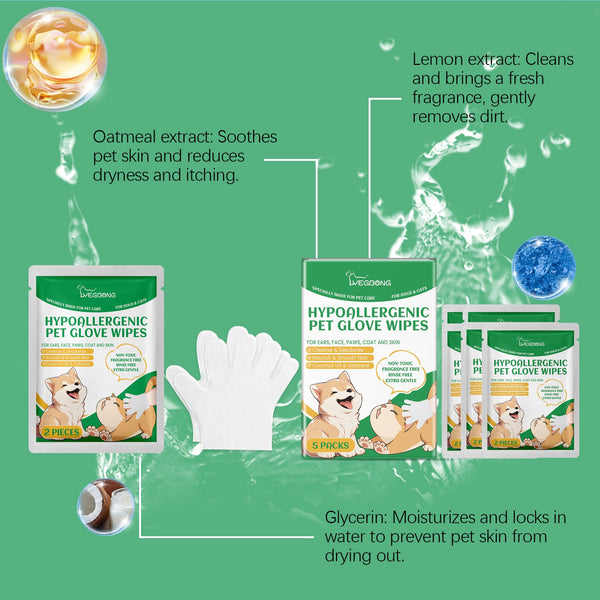 Pet Disposable Cleaning Gloves Dog Cat Hair And Skin Gentle Care Pet Grooming