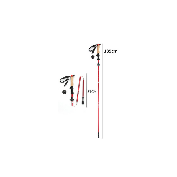 37Cm 5 Section Telescopic Folding Trekking Pole Straight Handle Lightweight Outdoor Hiking Alloy Walking Stick Walking & Trekking Sticks