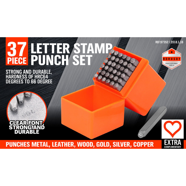 37Pcs Letter Number Stamp Punch Set Diy Hardened Ball Bearing Steel Tool 3Mm