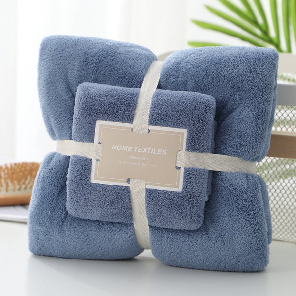 380Gsm 2 Piece Towel Sets Bath Face Blue Towels & Washcloths
