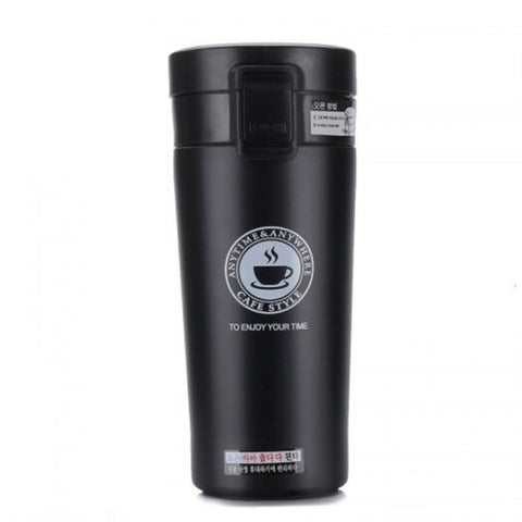 380Ml High Quality Double Wall Stainless Steel Vacuum Thermo Cup Coffee Tea Milk Travel Mug Black