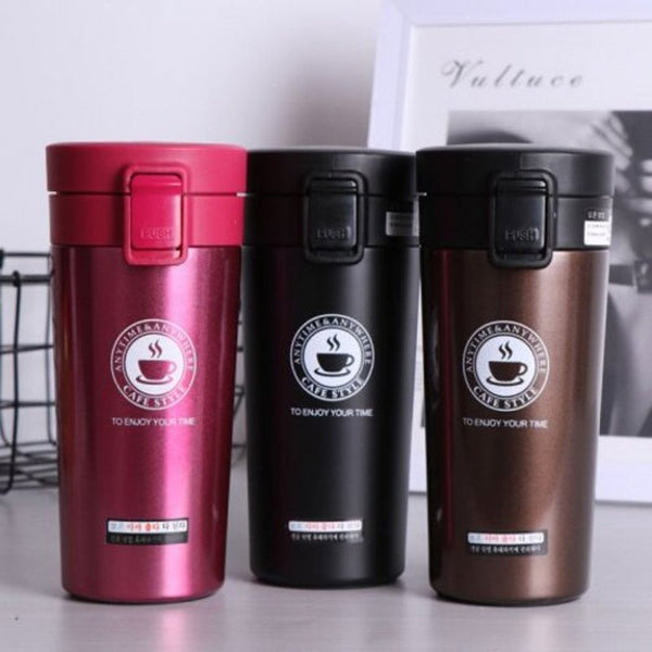 380Ml High Quality Double Wall Stainless Steel Vacuum Thermo Cup Coffee Tea Milk Travel Mug Black