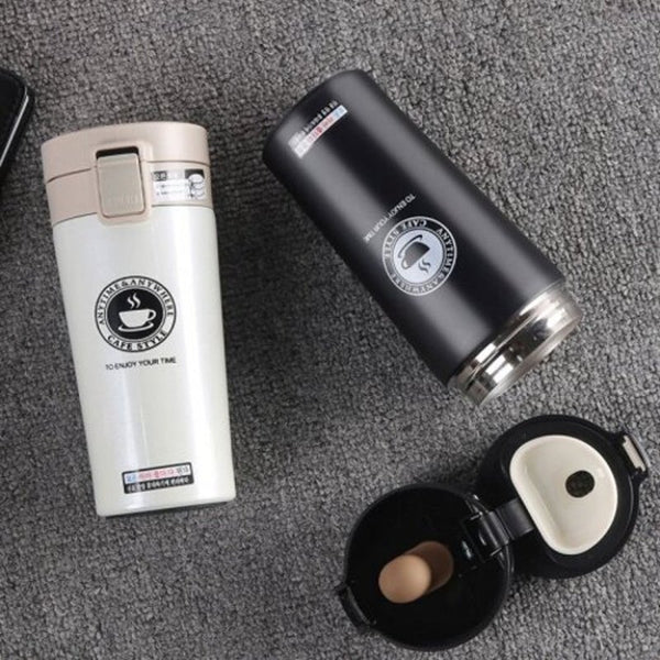 380Ml High Quality Double Wall Stainless Steel Vacuum Thermo Cup Coffee Tea Milk Travel Mug Black Mugs