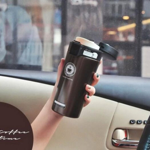 380Ml High Quality Double Wall Stainless Steel Vacuum Thermo Cup Coffee Tea Milk Travel Mug Black Mugs