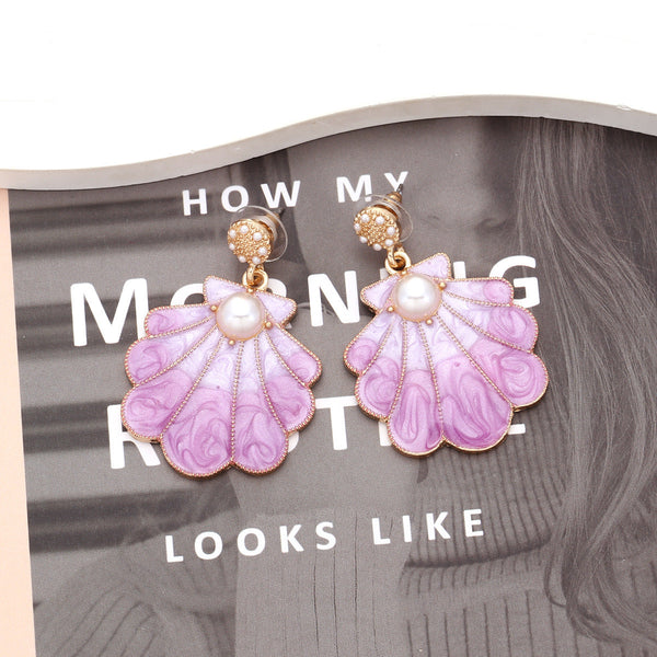 Veile Studios And American Fashion Gradient Alloy Drip Oil Shell Earrings