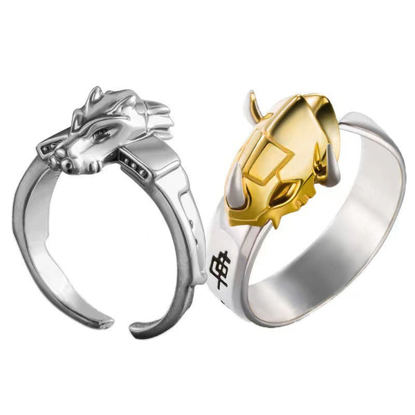 Sweet &Amp; Cool Style Digital Monster Ring Dragon Sword Metal Garurumon Anime Couple Matching Rings
