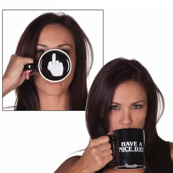 Novelty Coffee Cup Have Nice Day Middle Finger Ceramic Mug Mugs