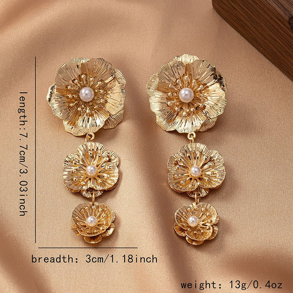 Veile Studios Flower Shaped Elegant Three Design For Fashion Commuting Earrings