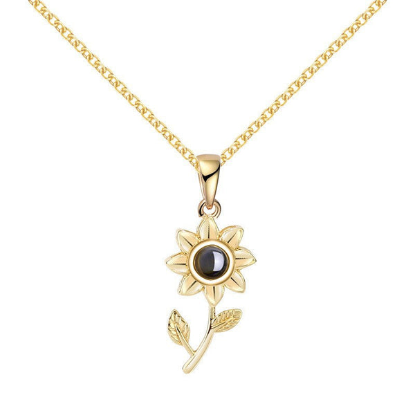 100 Languages I Love You Projection Necklace European And American Women Exquisite Sunflower Jewelry Simple Fashion Necklaces & Pendants