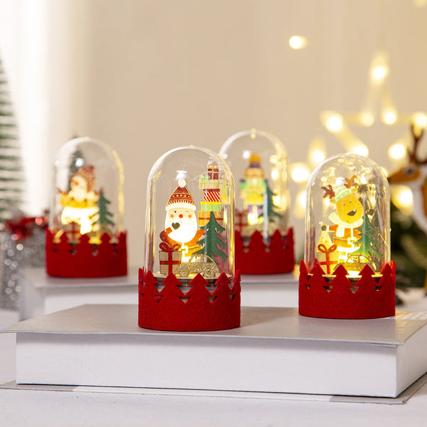 Christmas Decoration Led Wooden Figurine Cartoon Santa And Reindeer Window Display Seasonal Decorations