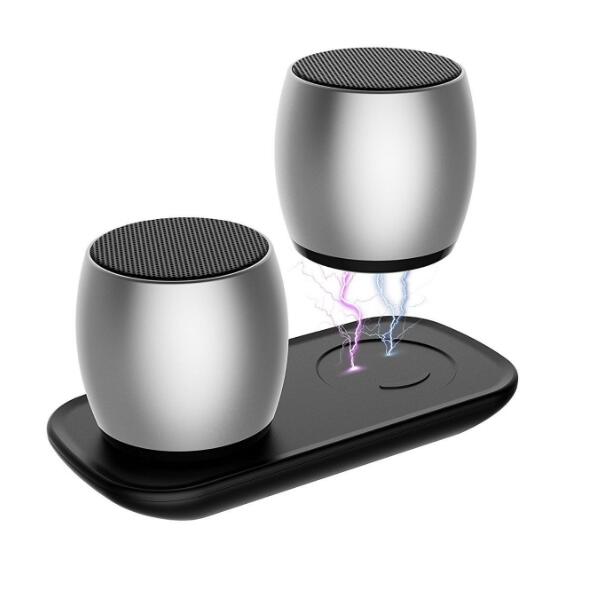 Mini Bluetooth Dual Speakers With Charging Base Audio Docks & Mini Speakers
