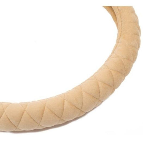 38Cm Car Plush Steering Wheel Cover Beige Hub Caps & Wheel Covers