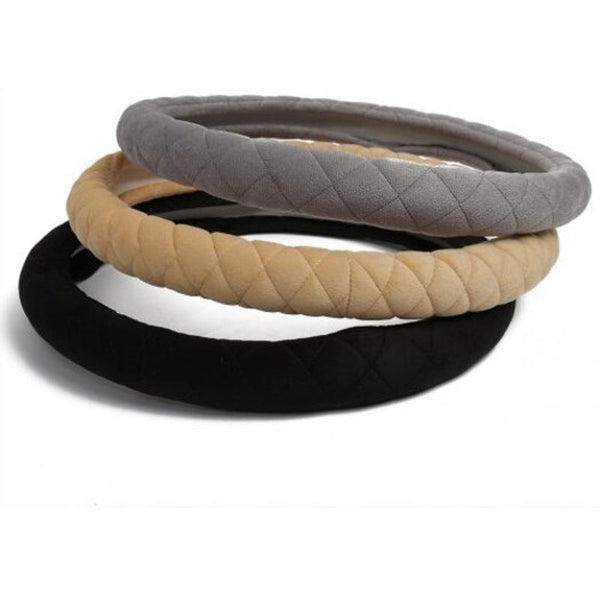 38Cm Car Plush Steering Wheel Cover Beige Hub Caps & Wheel Covers