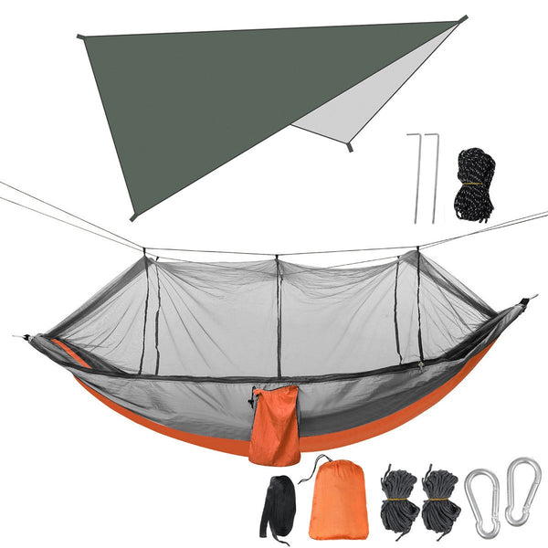 Double Person Hammock With Awning Mosquito Net Outdoor Camping Hammocks