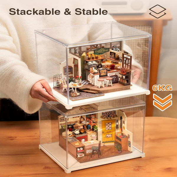 Robotime Dg Series Dust Proof Cover For Miniature House Building Sets Display Case Doll Houses