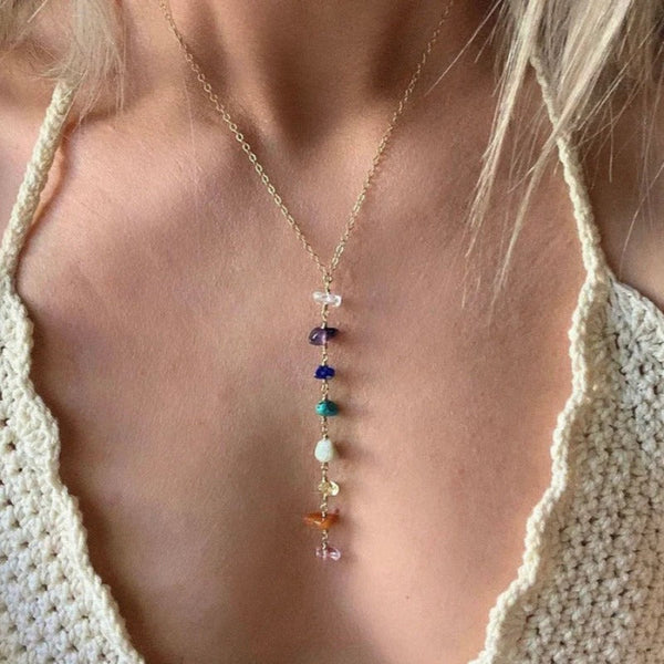 Veile Studios Foreign Trade Color Natural Crystal Gravel Handmade Winding Silver Gold Plating Necklace Necklaces & Pendants