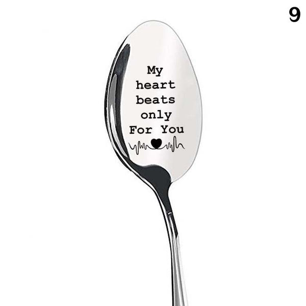 Valentine's Day Gift Stainless Steel Long Handle Spoon With Love Quotes Spoons