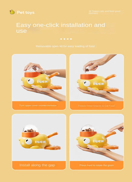 Pet Dog Automatic Feeder Cat Self Entertainment Toy Snack Freeze Dried Food Dispenser Yellow Duck Dog Automatic Feeders