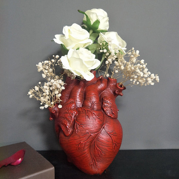 Heart Vase Resin Ornament Model Room Countertop Living Dining Table Dry Flower Arrangement Vases