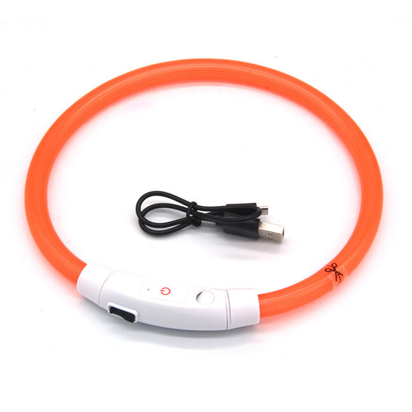 Led Fiber Optic Dog Collar Multi Color Pvc Usb Rechargeable Night Safety (S/M/L Sizes) Dog Collars