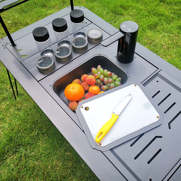 Aluminum Alloy Igt Camping Sink With Tea Tray & Cutting Board Foldable Accessory For Outdoor Table Camping Tables