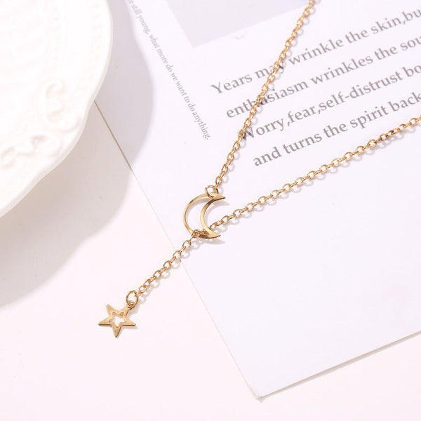Veile Studios Star Moon Pendant Minimalist Necklace For Women With Length Necklaces & Pendants