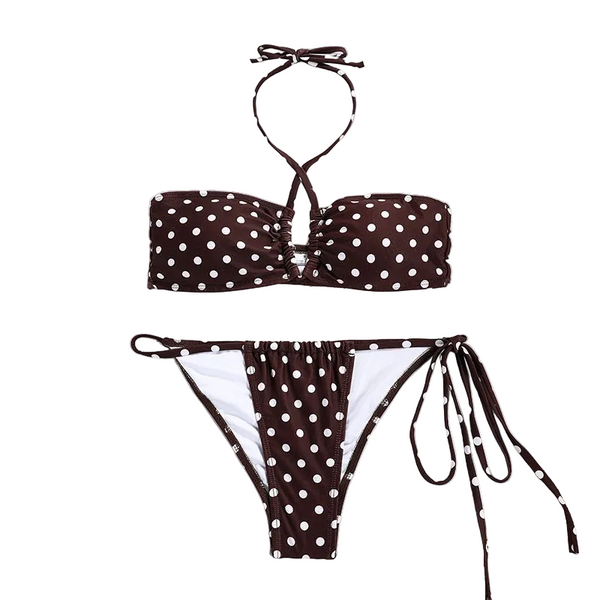 Solid Color Separated Bikini Women's Tube Top With Strap Swimwear
