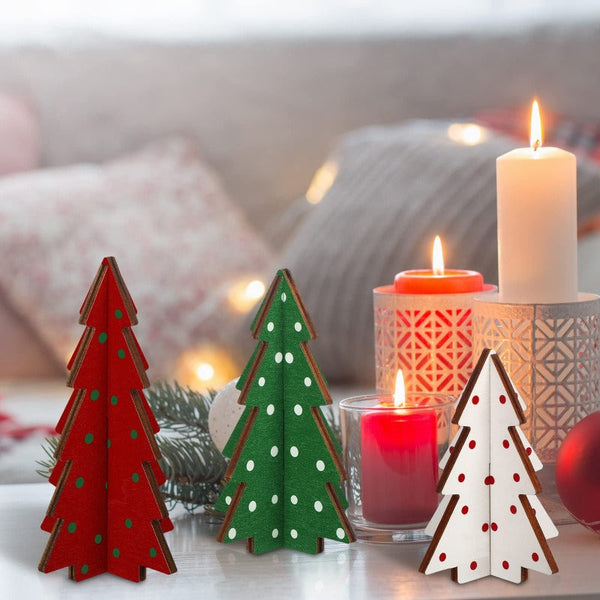 Christmas Decorations Tree Shaped Wooden Crafts Ornaments Seasonal Decorations