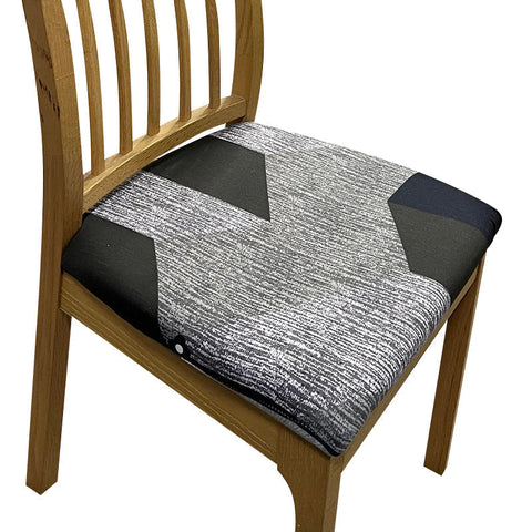 Chair Cover Dark Gray Black Pattern Print Stretch Seat For Dining Kitchen Slipcovers