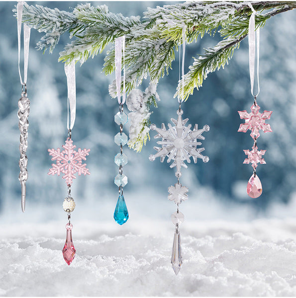 Hobe Cross Border New Christmas Decoration Items Transparent Snowflake Bayberry Ball Acrylic Ice Cone Seasonal Decorations