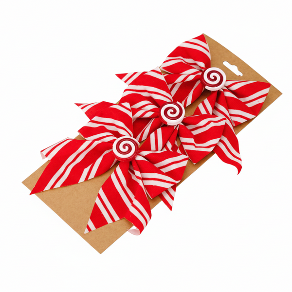 Christmas Bow Tree Ornament Red And White Stripe Candy Window Decoration Seasonal Decorations
