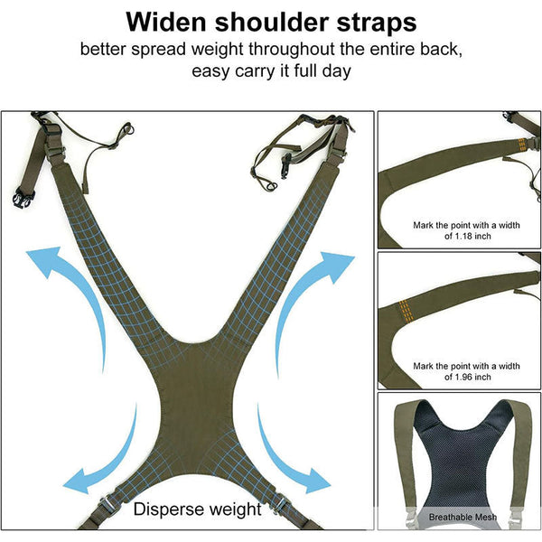 Nylon Binocular Chest Pack Foldable Multi Pocket For Outdoors & Hiking Telescope Mounts