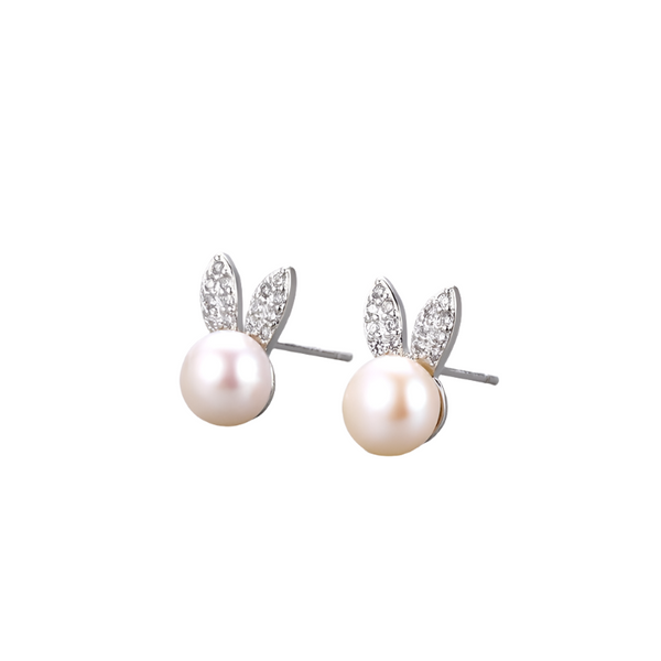 Veile Studios Cute Little Rabbit Girl Zircon Pearl Fashionable Stylish Accessories Earrings